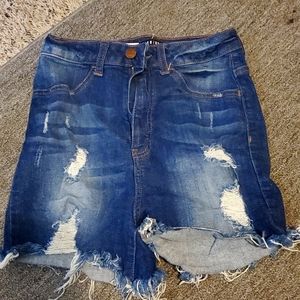 Blue jeans ripped shorts
